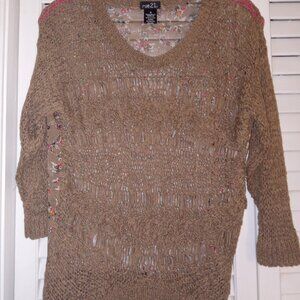 NWOT Rue21 crochet and lace top Size S light brown